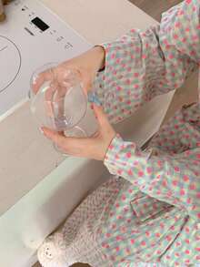 1pc Women's Robe - Minimalist European Style Long Sleeve Sleepwear, Cute Heart Pattern, Lightweight Fabric, Solid Color, Suitable For Spring, Autumn And Summer Home, Bedroom Casual Pajamas - Grid Little Heart - View 8