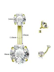 5*8mm Circular 4-Prong Zirconia Navel Piercing Jewelry, Body Piercing Accessories