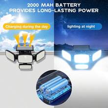 4 Head Motion Sensor Solar Light, Solar Lights Outdoor 306 LED1000LM, 3 Adjustable Modes, IP65 Waterproof Solar Flood Light For Garden, Backyard, Garage, Wall, Yard - màu đen - Xem 4