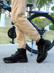 Outdoor Hiking Shoes, Wear-Resistant, Breathable High Top Hiking Boots, Men's And Women's Lightweight Off-Road Hunting Riding Shoes, Woven Work Boots, Motorcycle Shoes - Black - View 9