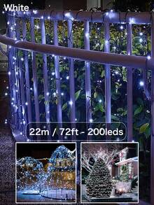 Solar String Lights, Home Lighting Christmas Decorative Lights, 5m/7m/12m/22m 20/50/100/200 LEDS Green Wire Fairy Starry String Lights,Solar Christmas Lights 8 Lighting Modes, Solar Lights Oudoor Waterproof For Tree Patio Yard Garden Christmas Parties Indoor Outdoor Xmas Tree Wedding Party Decoration - Black - View 14