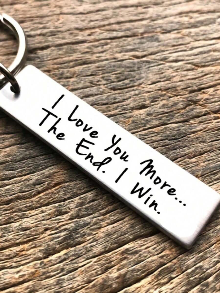 1Pc I Love You More The End I Win Keychain,Couple Keychain,Keyring For Boyfriend,Girlfriend Gift Birthday,Anniversary Gift For Him Car Accessories Bag Charm School Letter Cute Goth Y2k  Slogan    Stainless Steel    Metal  Letter      Slogan    Stainless Steel    Metal  Letter - Bạc - Xem 1