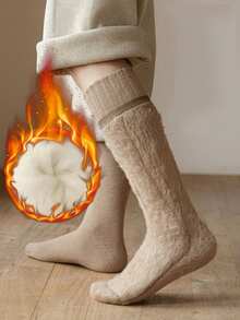 3 Pairs Men's Thick Thermal Thermal Lined Long Socks, Warm For Autumn/Winter, Cozy Socks