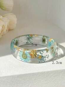 8 Colors Available Elegant Minimalist Resin Transparent Bracelet With Dried Flowers, Suitable For Daily, Street, Beach Travel Wear - Multicolor - View 24