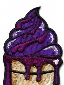 1 pieza Parche bordado con cono de helado de jarabe morado para planchar - Multicolor - Ver 4