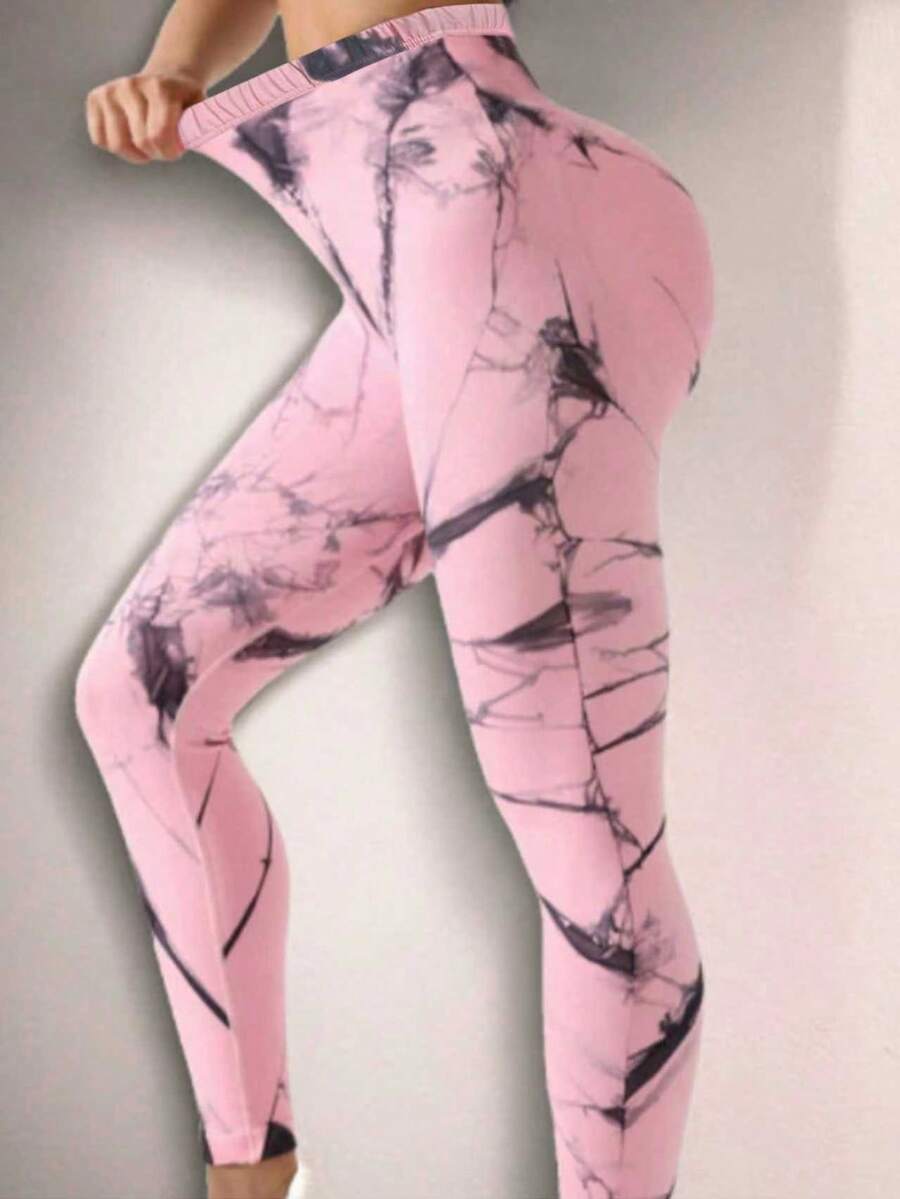 Women's Trousers With Gradient Print, Women's Autumn Trousers - Pink - View 1