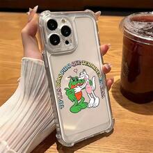 Funda de teléfono de dinosaurios de dibujos animados divertida y linda, adecuada para 17 16e 16 15 14 13 12 11 Pro X XR XSMAX 8 Plus, cubierta trasera suave transparente anti-caída, diseño de dinosaurio, accesorio de teléfono divertido, funda de alta calidad, diseño impreso, elegante 17 17promax - transparente - Ver 2