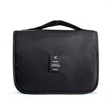 Brodark 1pc Large Capacity Makeup Bag With Hook, Cosmetic Organizer Pouch, Toiletry Bag, Travel Essential, Cruise Essential, Dorm Essential - Black - View 7