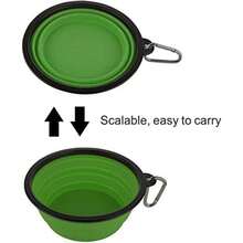 Large Collapsible 34oz Travel Dog Water And Food Bowls, Portable Foldable Dishes With Carabiner Clip, 2 Pack (Purple+Red) - 34盎司-綠色&紅色 - 查看 4
