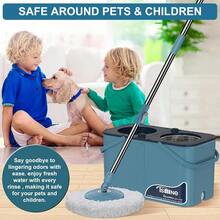 Spin Mop And BucketMop Bucket With Separates Dirty And Clean Water 4Chamber Mop And Bucket With Wringer Set For Home Best Household Cleaning Tools With 6 Replacement Mop Heads 4X Wheel - 196810431102 - 查看 6