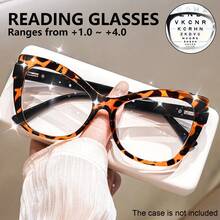 cabecade Gafas de lectura con montura de ojo de gato de moda, lectores de ordenador con marco completo retro y únicos, unisex +1.0~+4.0 - Transparente - Ver 12