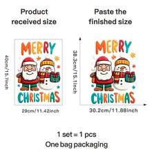 Fröhliche Weihnachten Weihnachtsmann & Schneemann selbstklebende abnehmbare Kunststoff Wandaufkleber - Abziehen & Aufkleben asymmetrische Toilette, Kühlschrank, Tür Dekorationen mit Schneeszene, Schneeflocken & süßem Weihnachtsmann/Schneemann Duo für Feiertagsdekoration (hinterlässt keine Rückstände)