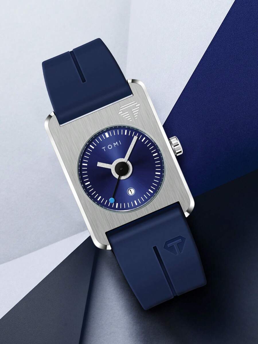 1 Đồng hồ dây đeo silicon vuông TOMI dành cho nam, Đồng hồ thạch anh chất lượng cao phong cách sang trọng thời trang dành cho cả nam và nữ, Thích hợp cho cuộc sống hàng ngày, Ngày lễ, Quà tặng, Trở lại trường, Halloween, Ngày lễ tình nhân, Giáng sinh, Cuối năm, - Màu xanh lam - Xem 1