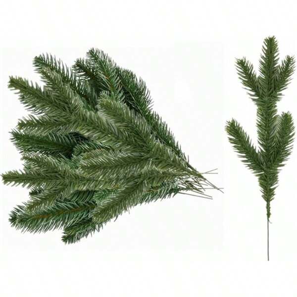 10 PIEZAS Ramas de agujas de pino artificial, tallos de plantas de pino falso de 11 pulgadas, para hacer guirnaldas, coronas y decoración del hogar, oficina, fiestas, mesa, cocina, otoño, Halloween, Navidad, regalos de cumpleaños