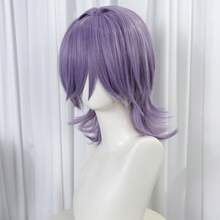 Layered Lavender Wig For Cosplay - Medium Length Fluffy Anime Wig With Bangs, Heat Resistant Synthetic Hair For Men And Women - 紫色 - 查看 4