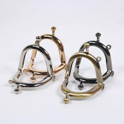 4 Pcs DIY Purse Clasps, 4cm Perforated Metal Frame, Semi Circle Smooth Adhesive Style, Mini Keychain Pendant