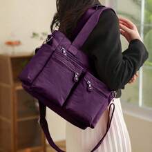 Tote Bag For Women Nylon Purse And Handbags Tote Purse Crossbody Bag Messenger Bag Canvas Handbags For Woman - Dark Purple - View 1