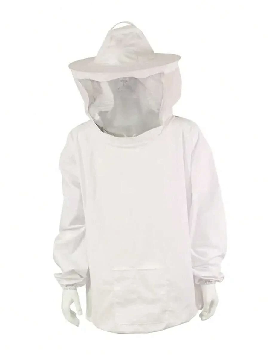 1 件套带面纱的防护养蜂夹克，养蜂防护服，透气蜂服带面纱 - 白色 - 查看 1