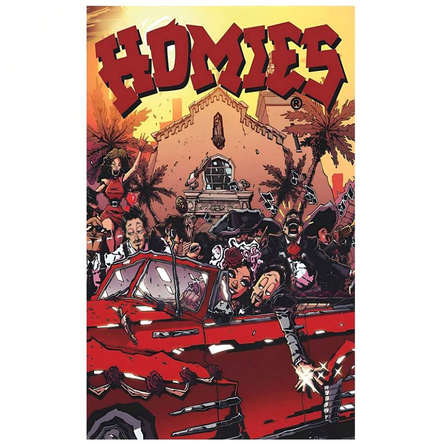 1幅 Homies 无框帆布画，充满活力的复古风格墙面艺术，适用于卧室、浴室、厨房、办公室、咖啡厅装饰，高品质帆布材质，艺术插画海报 - A - 查看 1