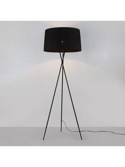 Alpinaluz London Tripod Vloer Lamp Moderne Nordic 60cm Round Zwart Textile Shade, E27, Height 168cm view 8