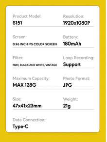 Caméra mini numérique 8 Go 16 Go 32 Go Petite caméra d'action GoPro Photo Sports Cam Vidéo cachée Sous-miniature Enregistrement Bodycam Caméscope Caméras Appareil photo pour la photographie Mini caméra rétro portable : Enregistrement vidéo 1080P HD, un accessoire élégant avec fonction de prise de vue. Écran IPS de 0,96 pouce, éclairage LED. Spécialement conçu pour les jeunes. Corps ultra-léger de 21 g, prise de vue pendant la charge, alimentez votre création de vlog
