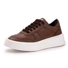 Men's Casual Genuine Leather Sneakers With High Sole Style And Comfort - 駝色 - 查看 3
