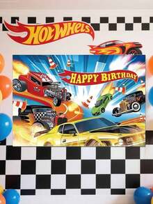 风火轮主题赛车轨道背景布，风火轮背景布道具，生日派对装饰布置，卧室及电竞室装饰布置，感恩节、生日、婚礼及其他节日派对装饰背景墙，派对摄影道具及配件