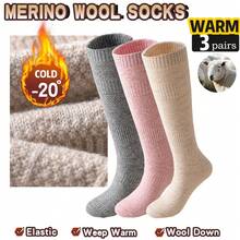 1/3 Pares de Meias Femininas Acima do Joelho, Meias Longas Brancas Grossas e Quentes em Mistura de Lã para Outono/Inverno, Adequadas para Uso Diário com Saias JK, Um Par de Meias Surpreendente e Confortável - Multicolorido - Ver 14