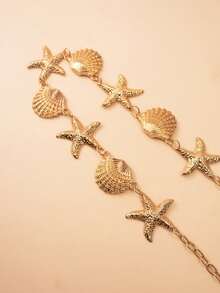 Cadena de cintura con forma de estrella de mar brillante, cadena de Body sexy para bikini de playa, cadena de cintura de aleación de aluminio para mujer, adecuada para vacaciones en el océano