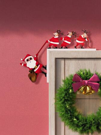 1pc Santa Claus Elk Door Frame Hanging, Fireplace Table Corner Decoration, Suitable For Wedding Birthday Party Holiday Decorations, Christmas Party Christmas Atmosphere Decoration Props, Christmas Decorations, Christmas Gift, Christmas Decor, Room Decor, Home Decor Winter Christmas Decorations Home Christmas Gifts Christmas Decor
