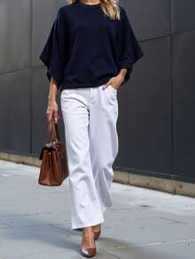 Femmes Tricot Ample à Manches Longues Décontracté, Polyvalent Pour Le Travail Et Le Port Quotidien, Automne/Hiver