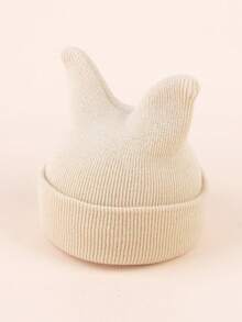 1/2 piezas Gorro de punto con cuernos dobles de dibujos animados lindos y cálidos para niños/bebés, gorro de punto versátil