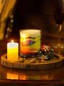 1pc Large Capacity Approximately 30cm Diameter Natural Wood Rustic Round Tray, Carefully Selected Fine Sanded Solid Wood Material (Natural Distinct Grains, Smooth Texture And Sturdy Support) - Coffee Brown - View 9