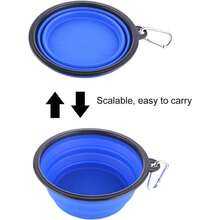 Large Collapsible 34oz Travel Dog Water And Food Bowls, Portable Foldable Dishes With Carabiner Clip, 2 Pack (Purple+Red) - 34盎司-藍色&紅色 - 查看 7