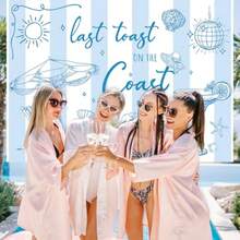 DLast Toast On The Coast Backdrop 7 X 5 Ft Summer Beach Photography Background Banner Blue Champagne Bachelorette Party Photo Prop For Bachelorette Bridal Shower Engagement Party Decor - 如圖 - 查看 4
