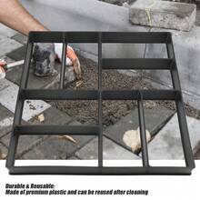 Molde de piedra para caminata reutilizable de 15.75 x 15.75 x 1.57 pulgadas, tamaño grande, para pavimentación de piedra, césped, patio, jardín, bricolaje para caminos (8 rejillas) - Negro - Ver 4