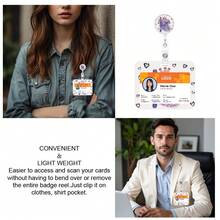 Soporte giratorio desmontable y resistente para tarjeta de identificación - Diseño médico y de salud - Material de plástico duradero, adecuado para enfermeras, maestros, estudiantes y profesionales de oficina - Albaricoque - Ver 4