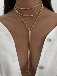 1pc Bohemian Asymmetrical Cube CCB Tassel Fashionable Y-Necklace, Luxurious & Versatile Jewelry Necklace Gift For Women, Suitable For Daily, Festival, Party (Multiple Wearing Ways)