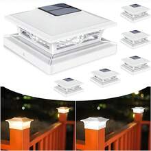 4x4 Solar Post Cap Lights, 2 Pack 2-Modes Bright 5x5 Vinyl Fence Post Caps Solar Lights Auto On Off, Outdoor Waterproof Garden Patio Fence Deck Patio Decor For 4x4 5x5 6x6 Wood & Vinyl Posts - 白色 - 查看 5
