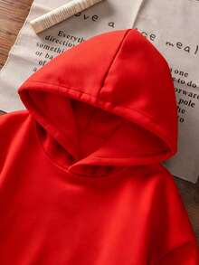 1件装青少年男孩圣诞老人印花保暖内衬卫衣，冬季休闲/时尚/日常/街头风/节日/可爱学生款 - 紅色 - 查看 4