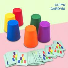 杯子堆叠游戏套装，桌面益智竞赛游戏，颜色分类识别早教训练，逻辑思维训练，杯子堆叠互动玩具，男孩女孩儿童节日派对礼物 - 彩色 - 查看 13