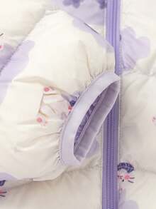 Balabala 2-In-1 Girls' Padded Jacket, Toddler Winter Style, New 2025 Collection, Waterproof & Adorable - Purple - View 9