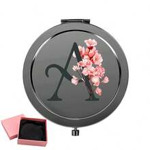 1个个性化樱花图案雕刻化妆镜 - 可定制姓名，可折叠便携旅行镜，女士迷你小镜，生日/情人节/母亲节礼物，装饰镜，优雅设计，可定制雕刻，抛光表面，最佳礼物，旅行收纳，客厅装饰 - 彩色 - 查看 11