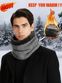 1pc Men's Simple & Convenient Knitted Neck Warmer, Soft & Stretchy Warm & Comfortable Scarf, Suitable For Winter Daily Outdoor Activities, Hiking