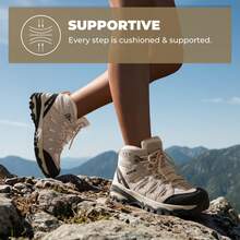 Women Hiking Boots Waterproof Suede Ankle Boots Lace-Up Slip-Resistant Outdoor Trekking Camping Trail Hiking Boot Shoes - Màu Khaki - Xem 6