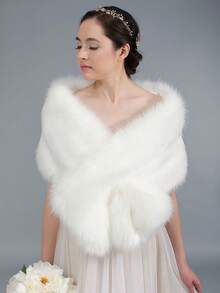 1 pezzo Scialle da donna con collo morbido e soffice, adatto per abiti da sposa autunno/inverno e uso quotidiano - Multicolore - Visualizzare 2