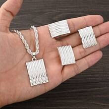 Set de bijuterii de culoare aurie 3 buc, colier cu pandantiv pătrat geometric, cercei inelar, cadou clasic elegant pentru petrecere de nuntă pentru mireasă africană