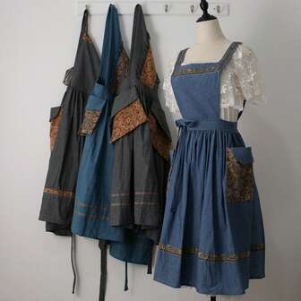 Vintage Stylish Kitchen Apron, New Breathable Fabric Cooking Apron, 100% Cotton Floral Gardening Apron, Princess Full Body Apron, Home Apron, Work Uniform, Florist Workwear, Work Apron, Restaurant Apron, Florist Apron, Gardening Apron