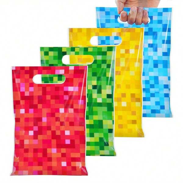 10/20/50pcs Pixel Birthday Party Favor Bags Colorful Mining Pixel Party Gift Bags Pixel Theme Birthday Party Gift Packing Bags Video Gamer Birthday Party Decorations Supplies
