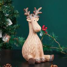 Merry Christmas Resin Crafted Cartoon Reindeer Decor, Suitable For Various Rooms, Indoor & Outdoor, Resin Ornament, Cute Christmas Reindeer, No Power Or Battery Required